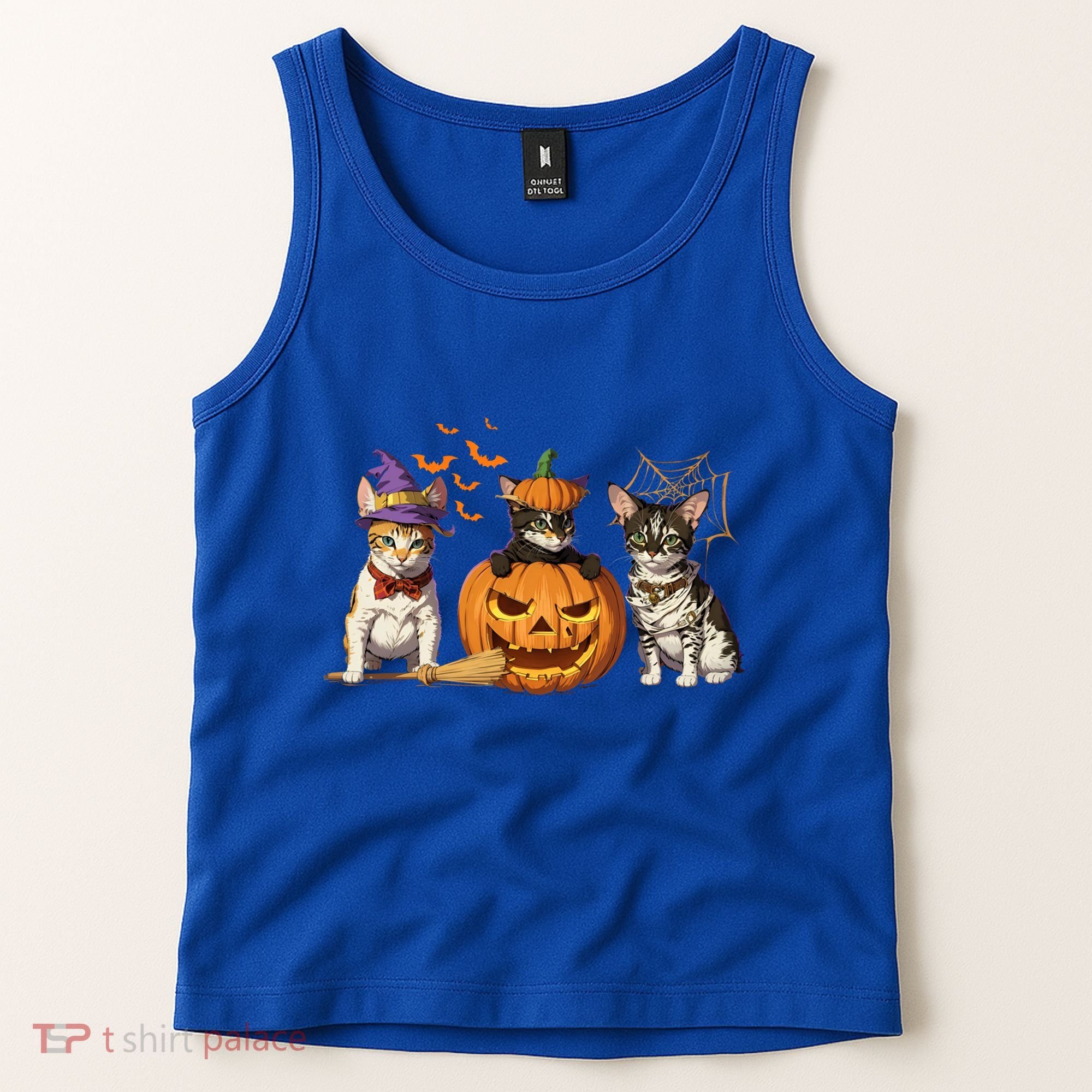Cute Cat Halloween Witch Mummy Pumpkin Funny Cat Lover Gift Tank Top