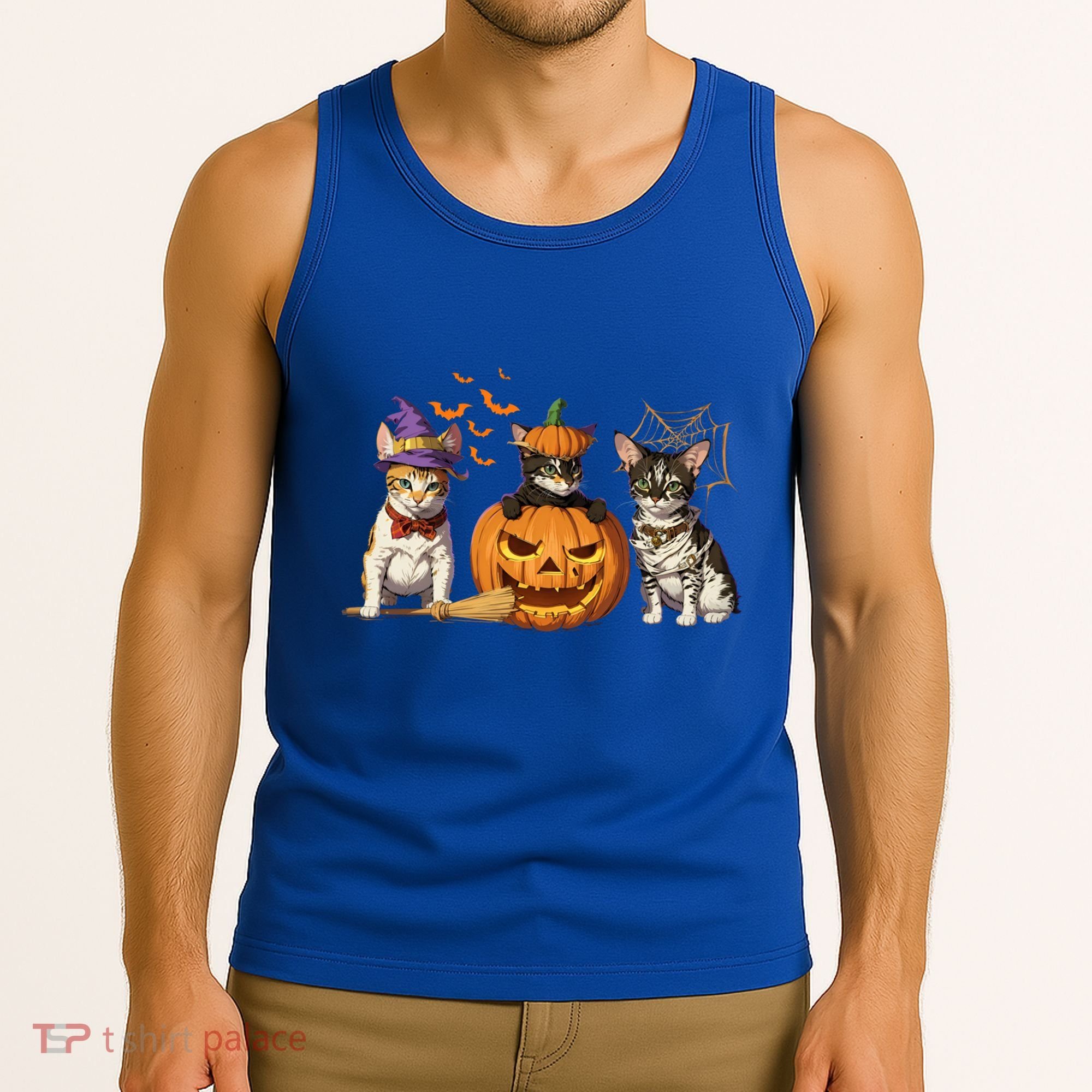 Cute Cat Halloween Witch Mummy Pumpkin Funny Cat Lover Gift Tank Top