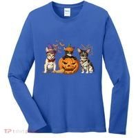 Cute Cat Halloween Witch Mummy Pumpkin Funny Cat Lover Gift Women's Long Sleeve Shirt thumb 0