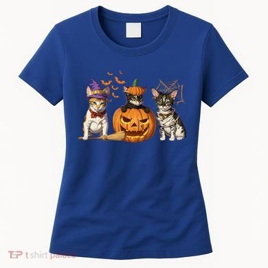 Cute Cat Halloween Witch Mummy Pumpkin Funny Cat Lover Gift Women's T-Shirt