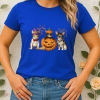 Cute Cat Halloween Witch Mummy Pumpkin Funny Cat Lover Gift Women's T-Shirt thumb 2