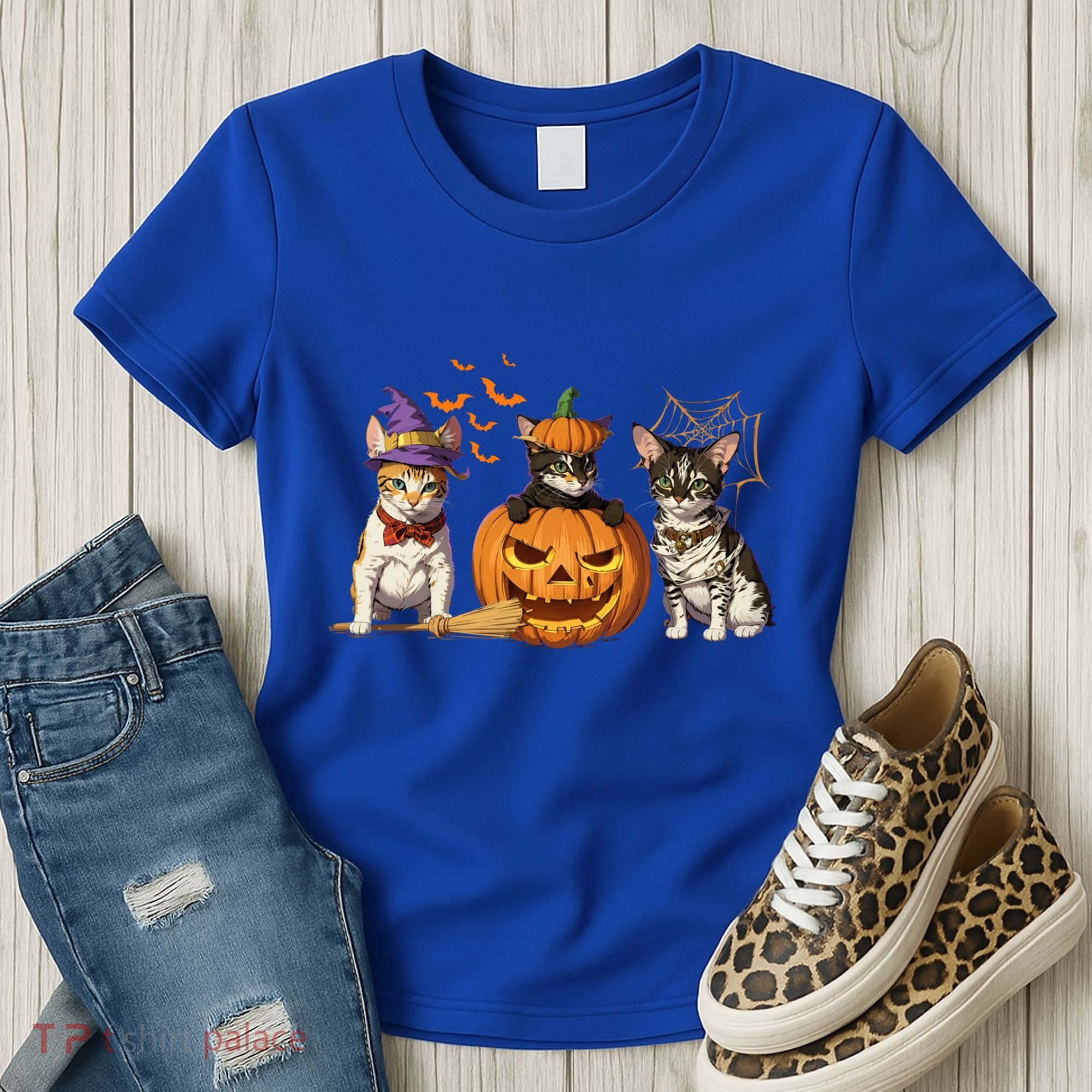 Cute Cat Halloween Witch Mummy Pumpkin Funny Cat Lover Gift Women's T-Shirt