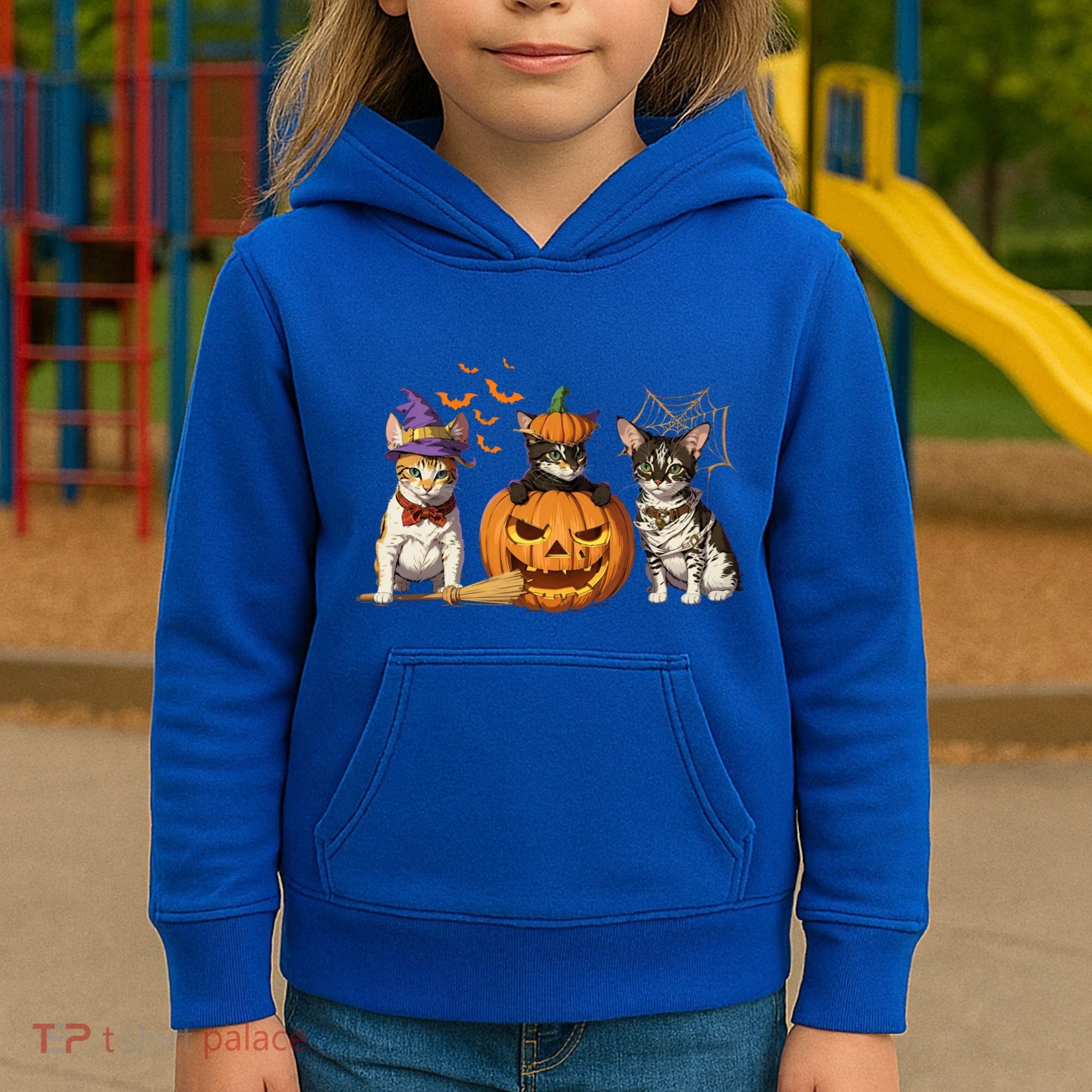 Cute Cat Halloween Witch Mummy Pumpkin Funny Cat Lover Gift Kids Hoodie