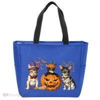 Cute Cat Halloween Witch Mummy Pumpkin Funny Cat Lover Gift Tote Bag thumb 0