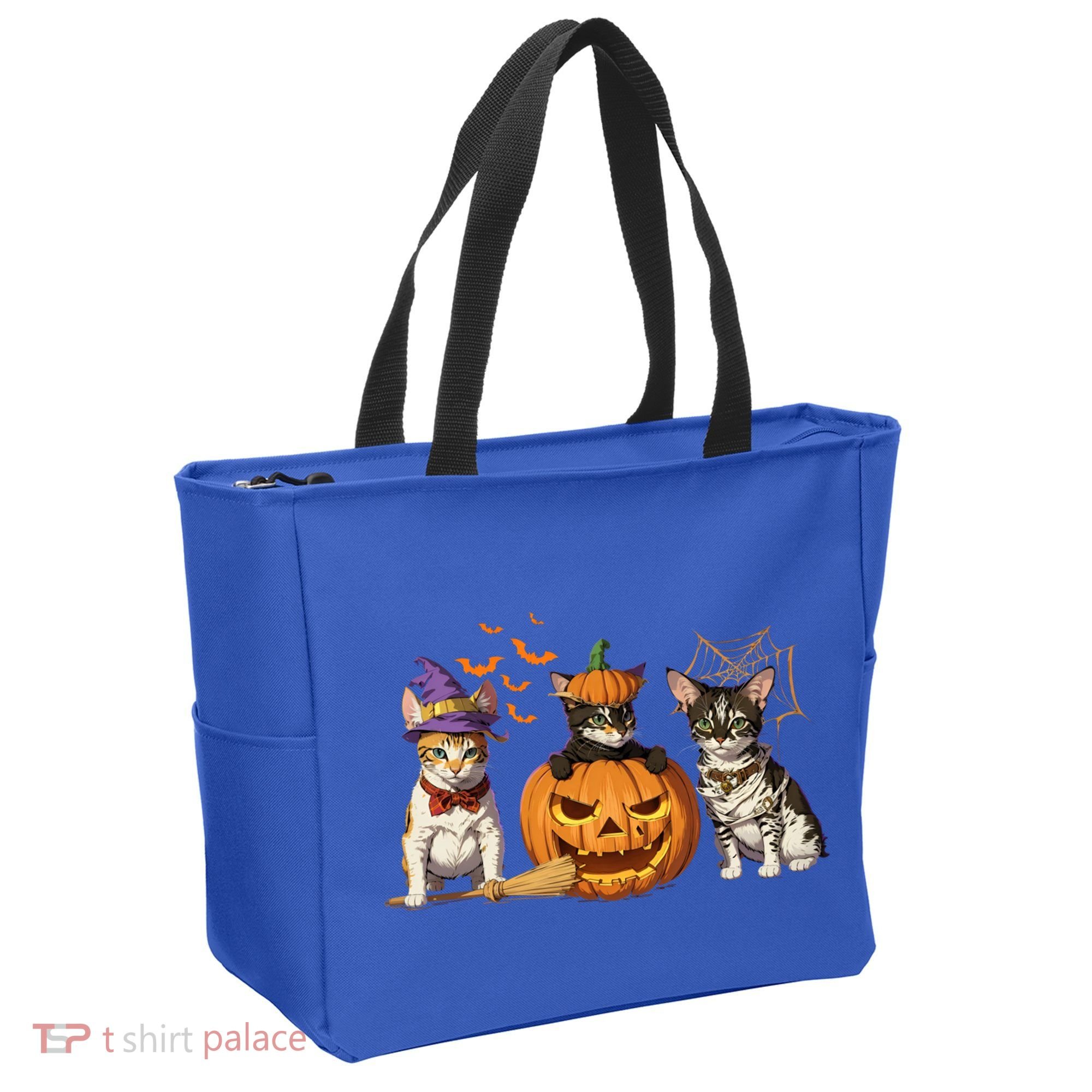 Cute Cat Halloween Witch Mummy Pumpkin Funny Cat Lover Gift Tote Bag