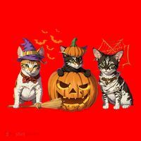 Cute Cat Halloween Witch Mummy Pumpkin Funny Cat Lover Gift Santa Hat thumb 1