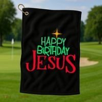 Christian Christmas HAPPY BIRTHDAY JESUS Gift Golf Towel thumb 1