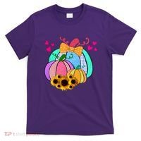 Colorful Cute Halloween Sunflower Pumpkin T-Shirt thumb 0