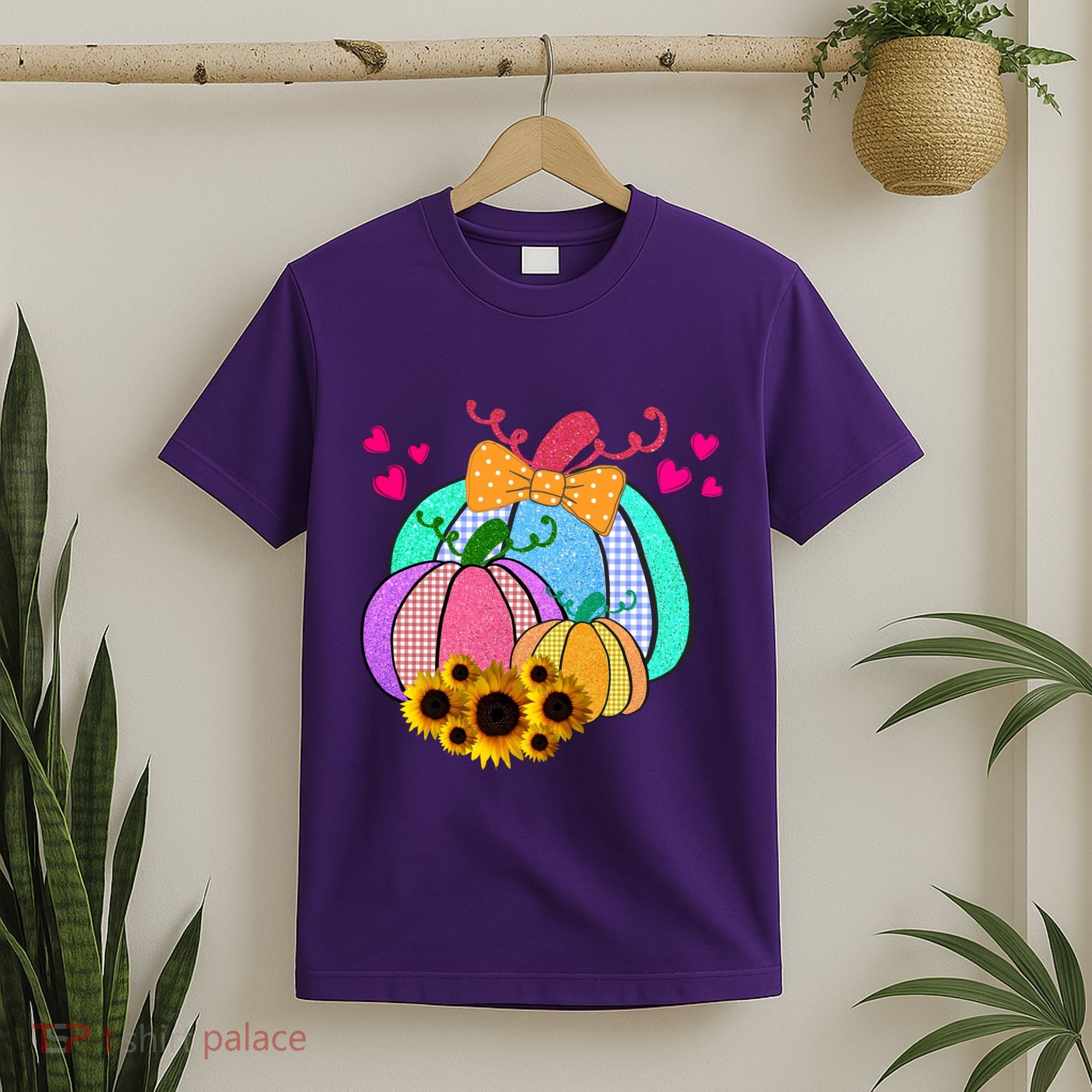 Colorful Cute Halloween Sunflower Pumpkin T-Shirt