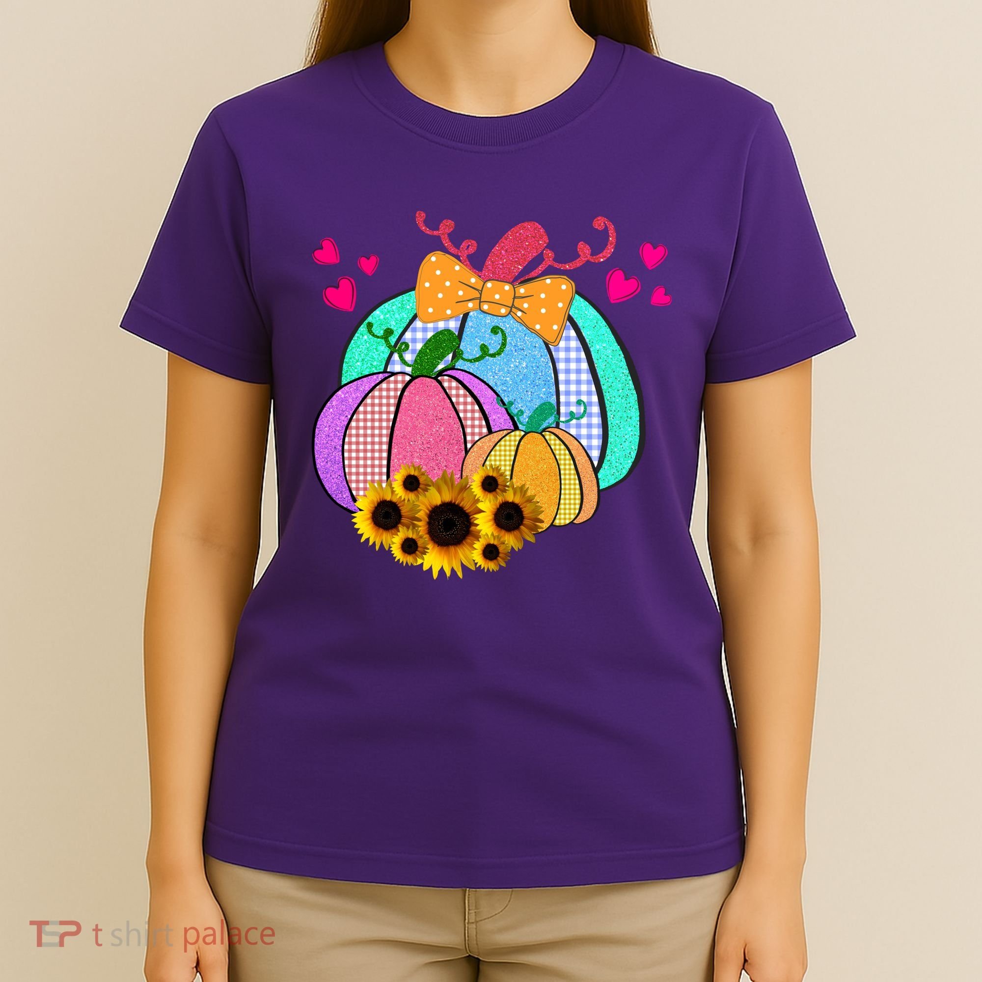 Colorful Cute Halloween Sunflower Pumpkin T-Shirt