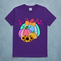 Colorful Cute Halloween Sunflower Pumpkin T-Shirt thumb 5