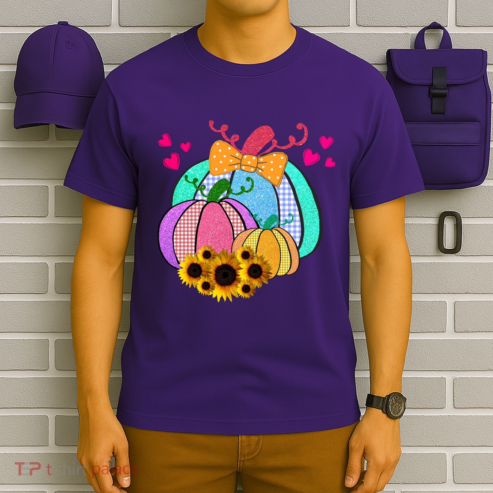 Colorful Cute Halloween Sunflower Pumpkin T-Shirt