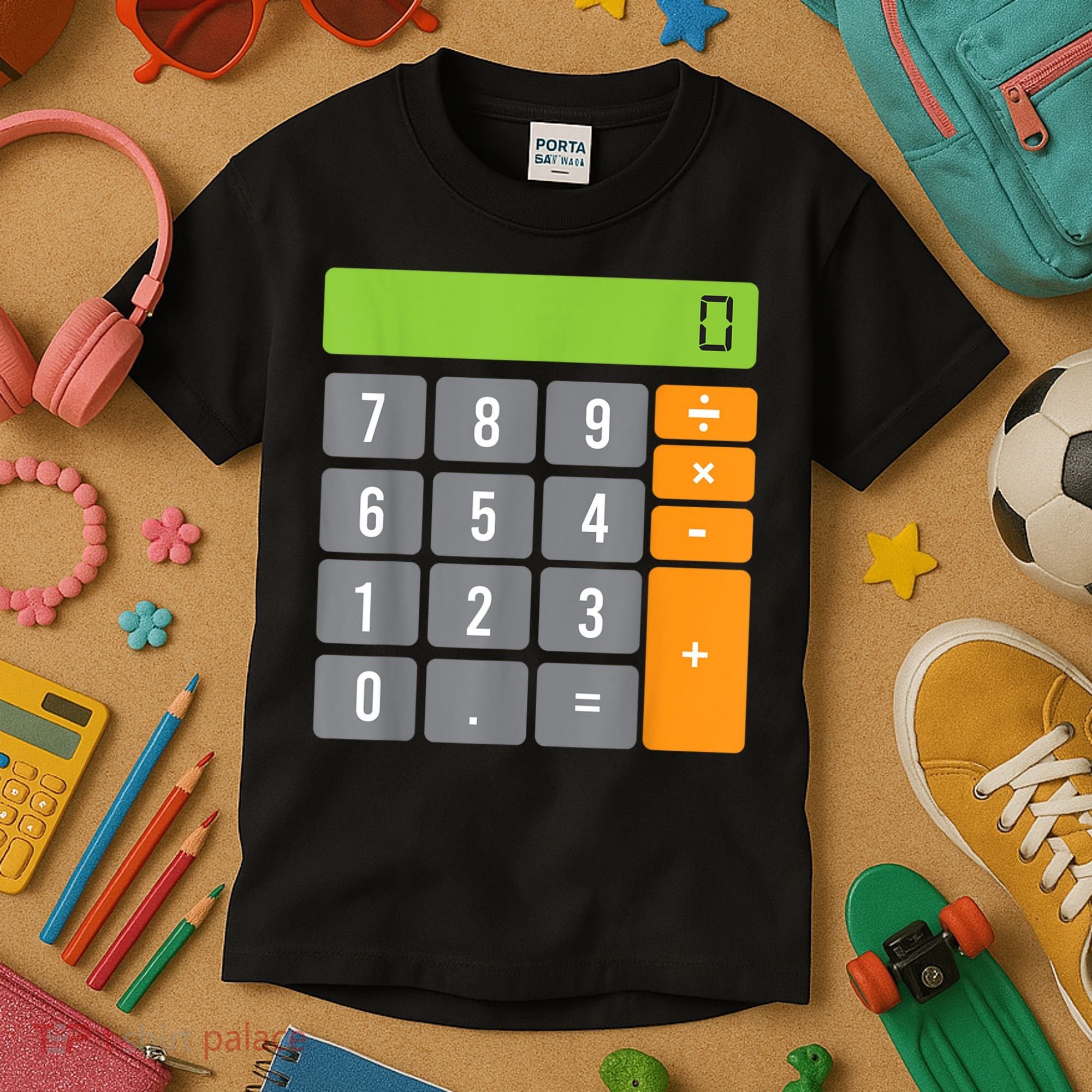 Calculator Costume Halloween Easy Cosplay Math Geek Outfit Kids T-Shirt