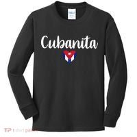 Cubanita Cuban Heart Cuba Flag Kids Long Sleeve Shirt thumb 0