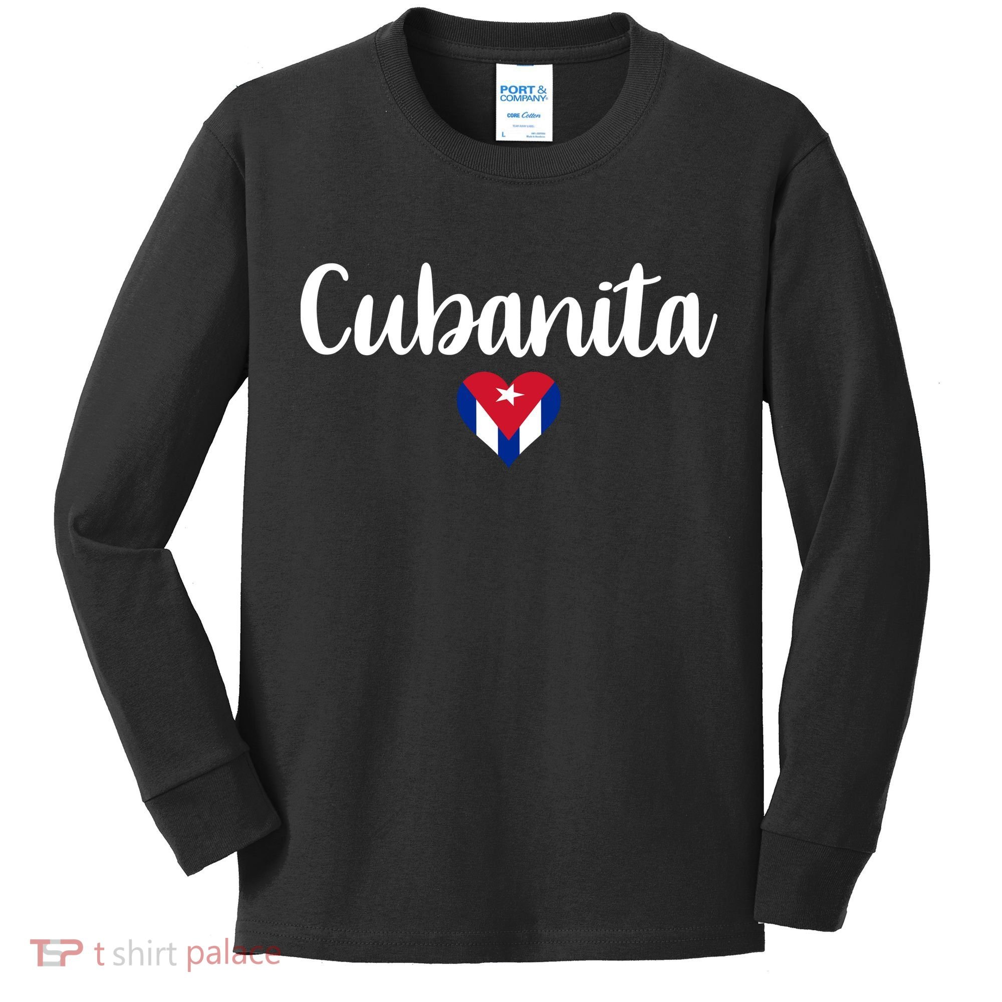 Cubanita Cuban Heart Cuba Flag Kids Long Sleeve Shirt