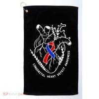 Chd Congenital Heart Defect Disease Awareness Ribbon Warrior Golf Towel thumb 0