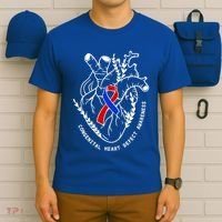 Chd Congenital Heart Defect Disease Awareness Ribbon Warrior T-Shirt thumb 6