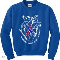 Chd Congenital Heart Defect Disease Awareness Ribbon Warrior Kids Sweatshirt thumb 0