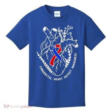 Chd Congenital Heart Defect Disease Awareness Ribbon Warrior Kids T-Shirt