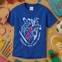 Chd Congenital Heart Defect Disease Awareness Ribbon Warrior Kids T-Shirt thumb 3