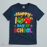 Cute Colorful Happy 100th Day Of School T-Shirt thumb 5