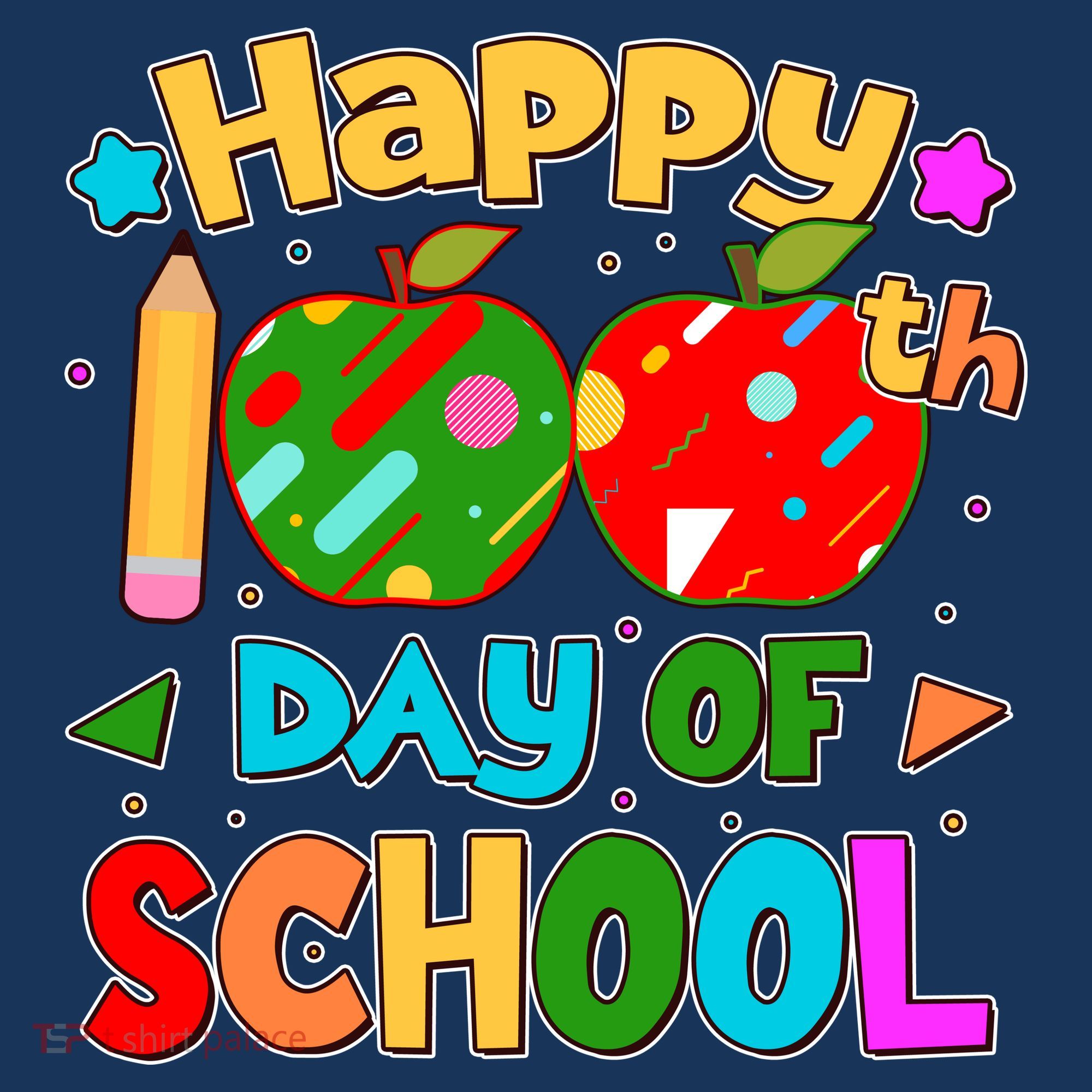 Cute Colorful Happy 100th Day Of School T-Shirt