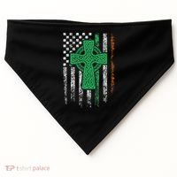 Celtic Cross Irish American Flag St. Patrick's Day Ireland USA-Made Doggie Bandana thumb 0