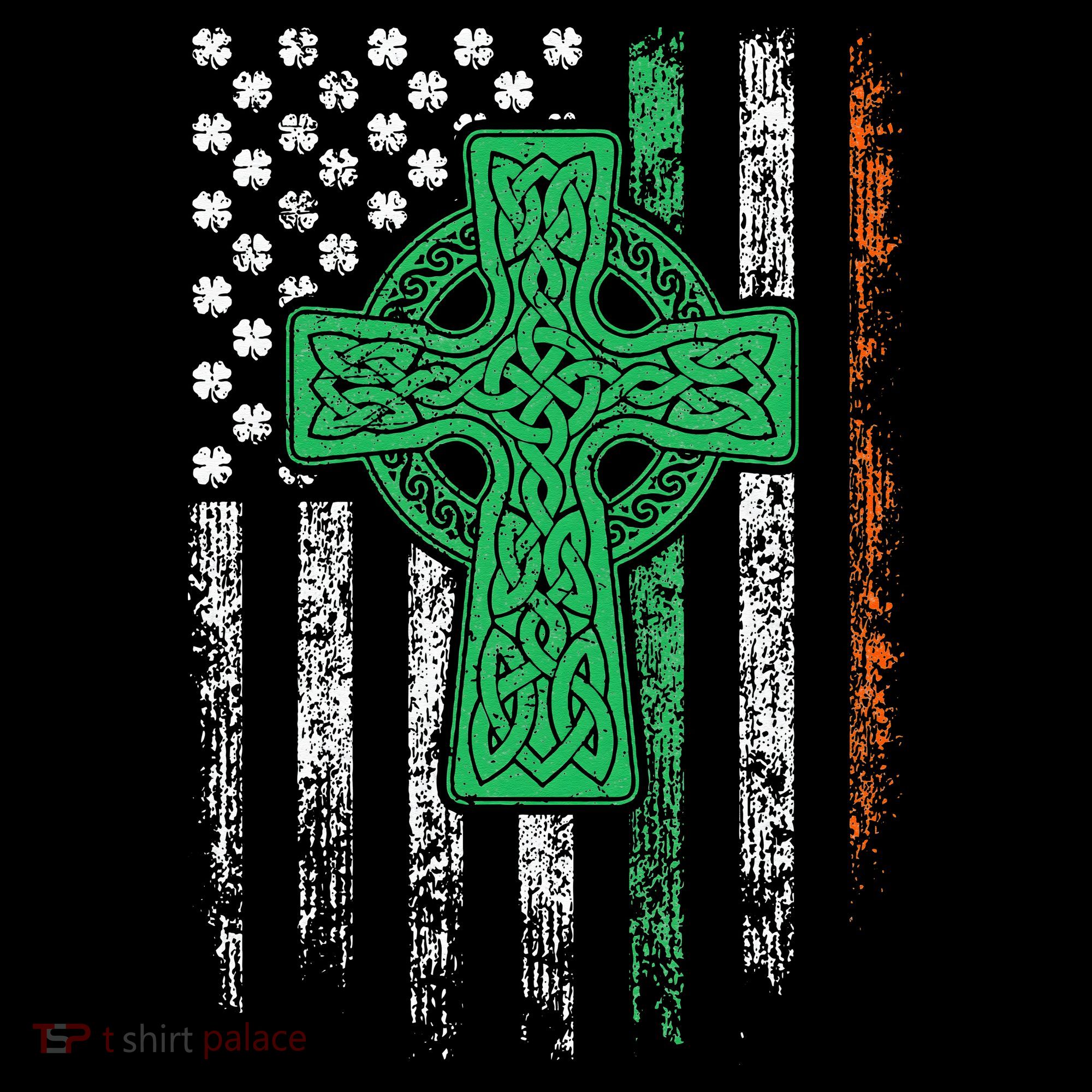 Celtic Cross Irish American Flag St. Patrick's Day Ireland Women's Hoodie
