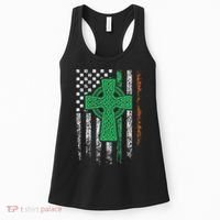 Celtic Cross Irish American Flag St. Patrick's Day Ireland Women's Tank Top thumb 0