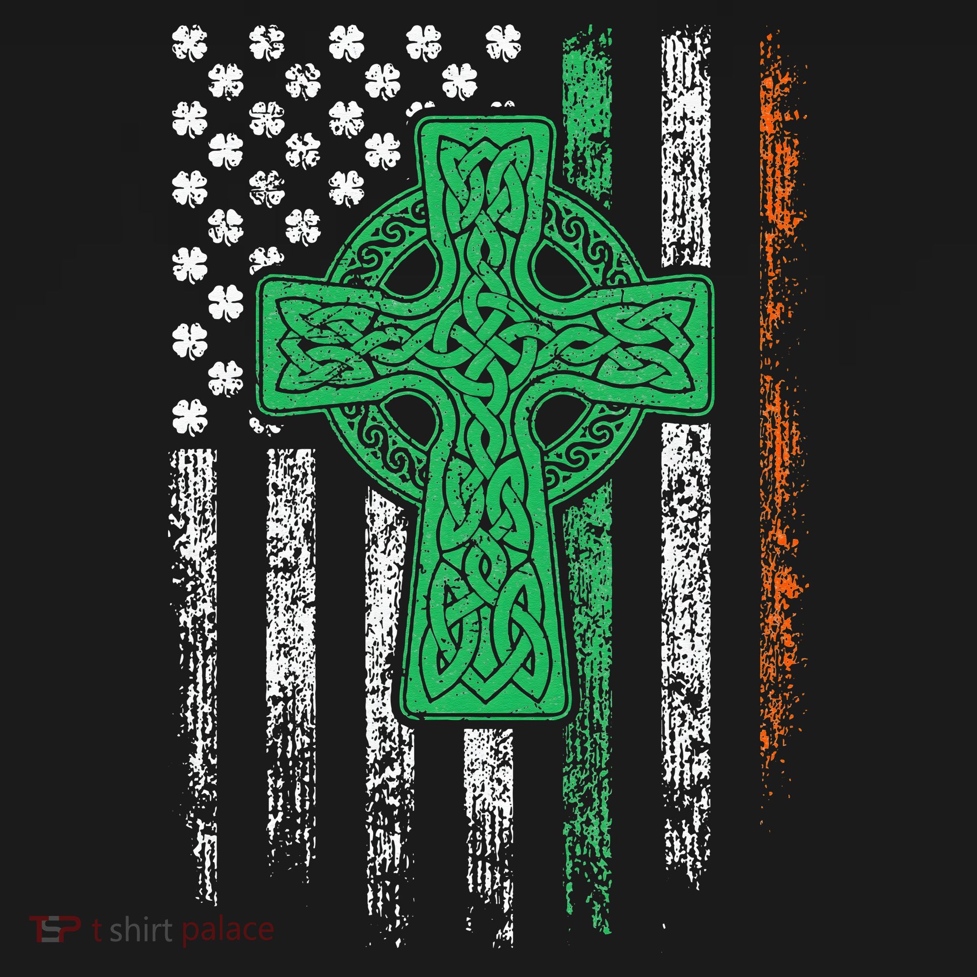 Celtic Cross Irish American Flag St. Patrick's Day Ireland Women's Tank Top