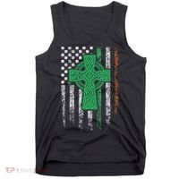 Celtic Cross Irish American Flag St. Patrick's Day Ireland Tank Top thumb 0