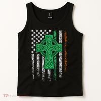 Celtic Cross Irish American Flag St. Patrick's Day Ireland Tank Top thumb 2