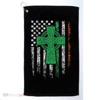 Celtic Cross Irish American Flag St. Patrick's Day Ireland Golf Towel thumb 0