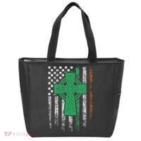 Celtic Cross Irish American Flag St. Patrick's Day Ireland Tote Bag thumb 0