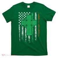 Celtic Cross Irish American Flag St. Patrick's Day Ireland T-Shirt thumb 0