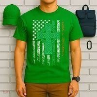 Celtic Cross Irish American Flag St. Patrick's Day Ireland T-Shirt thumb 6