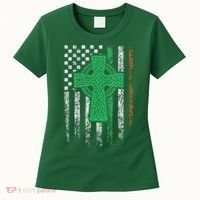 Celtic Cross Irish American Flag St. Patrick's Day Ireland Women's T-Shirt thumb 0