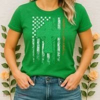 Celtic Cross Irish American Flag St. Patrick's Day Ireland Women's T-Shirt thumb 2