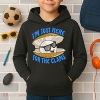 Cool Clam I'm Just Here For The Clams Clambake Steamer Party Kids Hoodie thumb 2