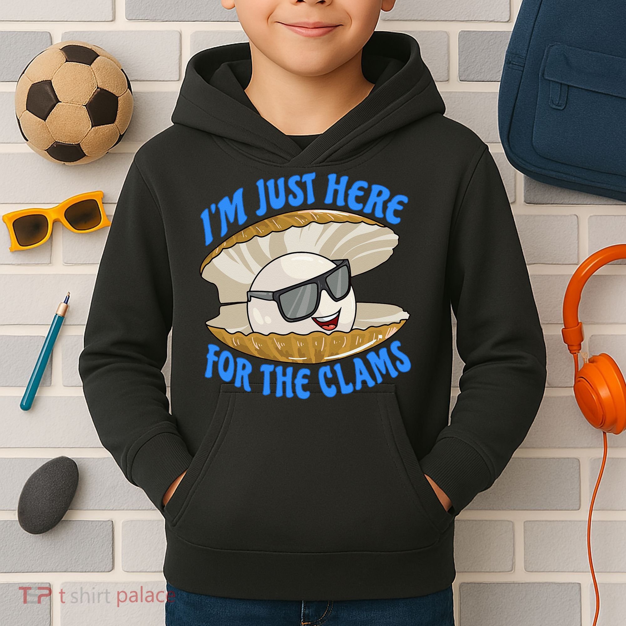 Cool Clam I'm Just Here For The Clams Clambake Steamer Party Kids Hoodie