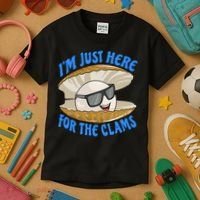 Cool Clam I'm Just Here For The Clams Clambake Steamer Party Kids T-Shirt thumb 3