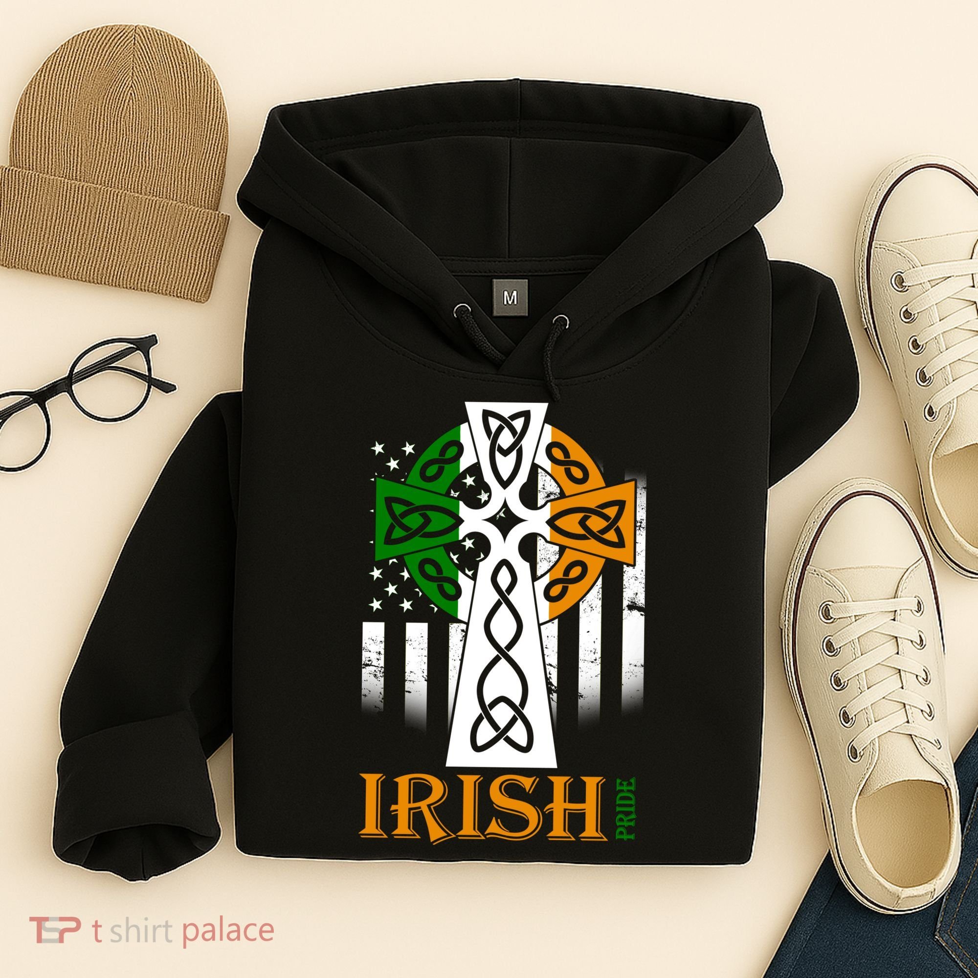 Celtic Cross Irish American Pride Hoodie