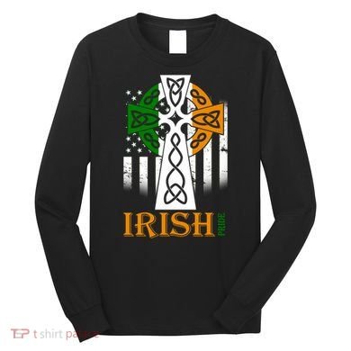 Celtic Cross Irish American Pride Long Sleeve Shirt