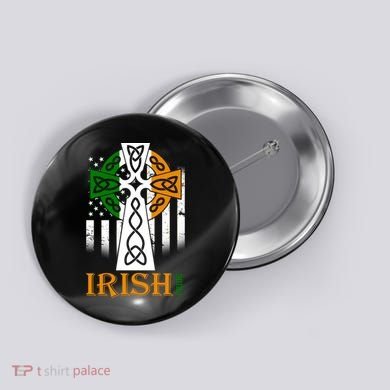 Celtic Cross Irish American Pride Button