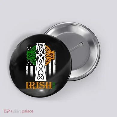 Celtic Cross Irish American Pride Button