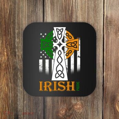 Celtic Cross Irish American Pride Coaster