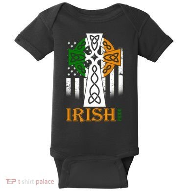 Celtic Cross Irish American Pride Baby Bodysuit