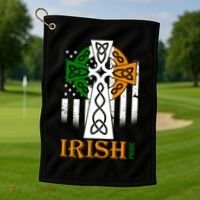 Celtic Cross Irish American Pride Golf Towel thumb 1