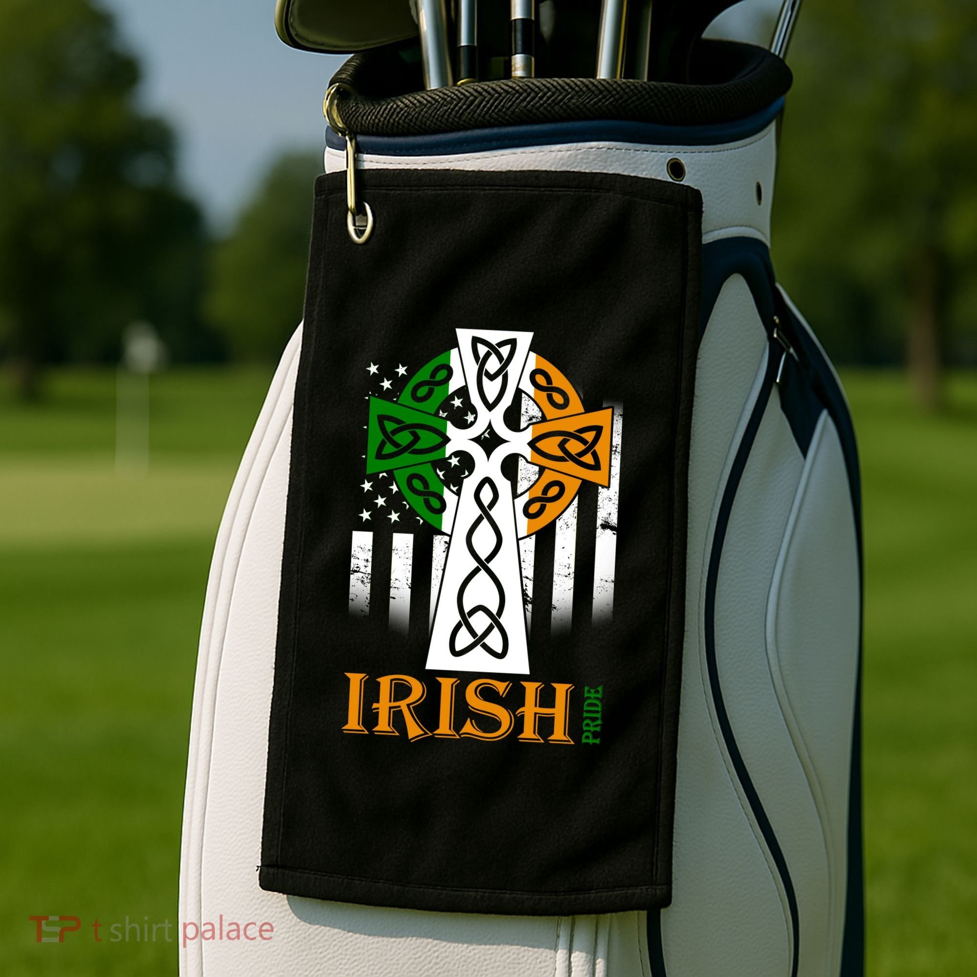 Celtic Cross Irish American Pride Golf Towel