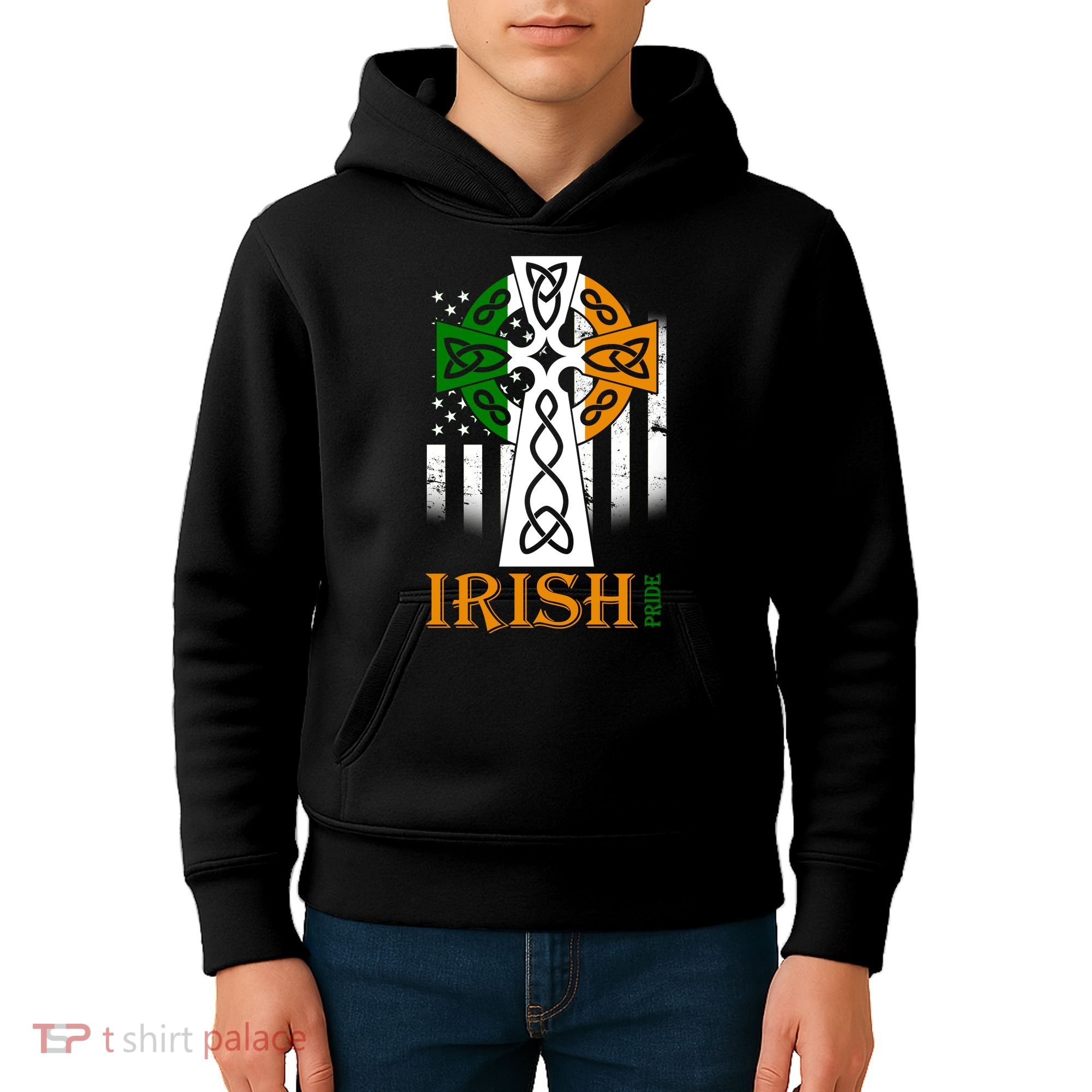 Celtic Cross Irish American Pride Kids Hoodie
